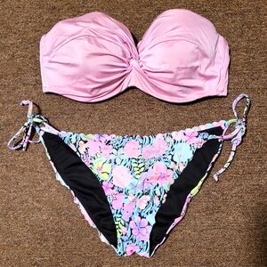 Victoria Secret pink floral bikini set 36D/Large